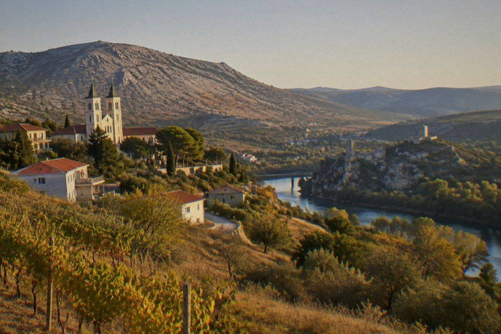 View over the Neretva valley toward the fortified village of Počitelj