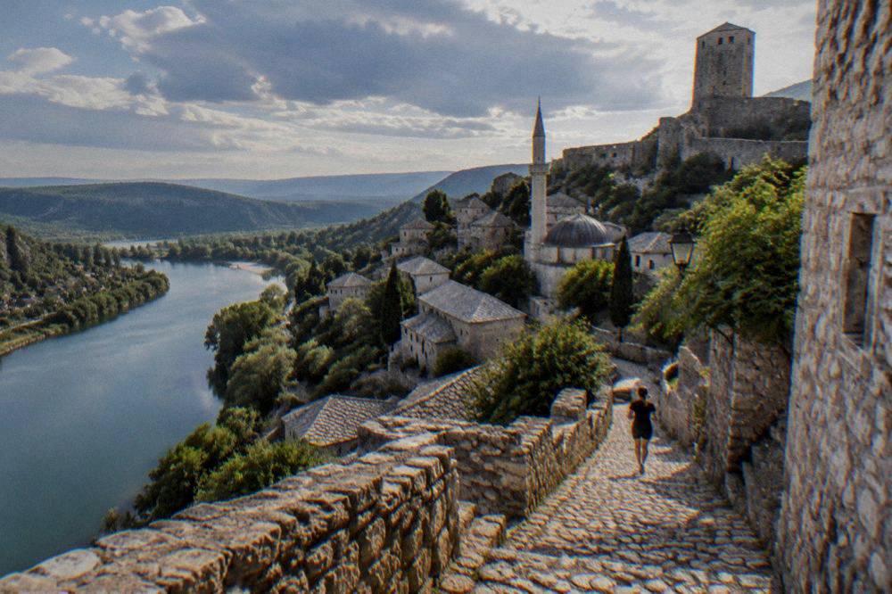 View over the Neretva river bend from the walls of Počitelj fortress